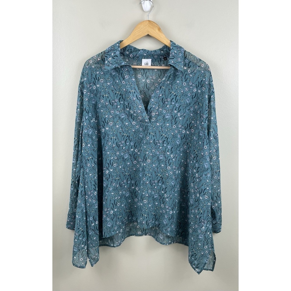 CAbi Chase Field of‎ Flowers Oversized Floral Printed Blouse Top Size M #3761